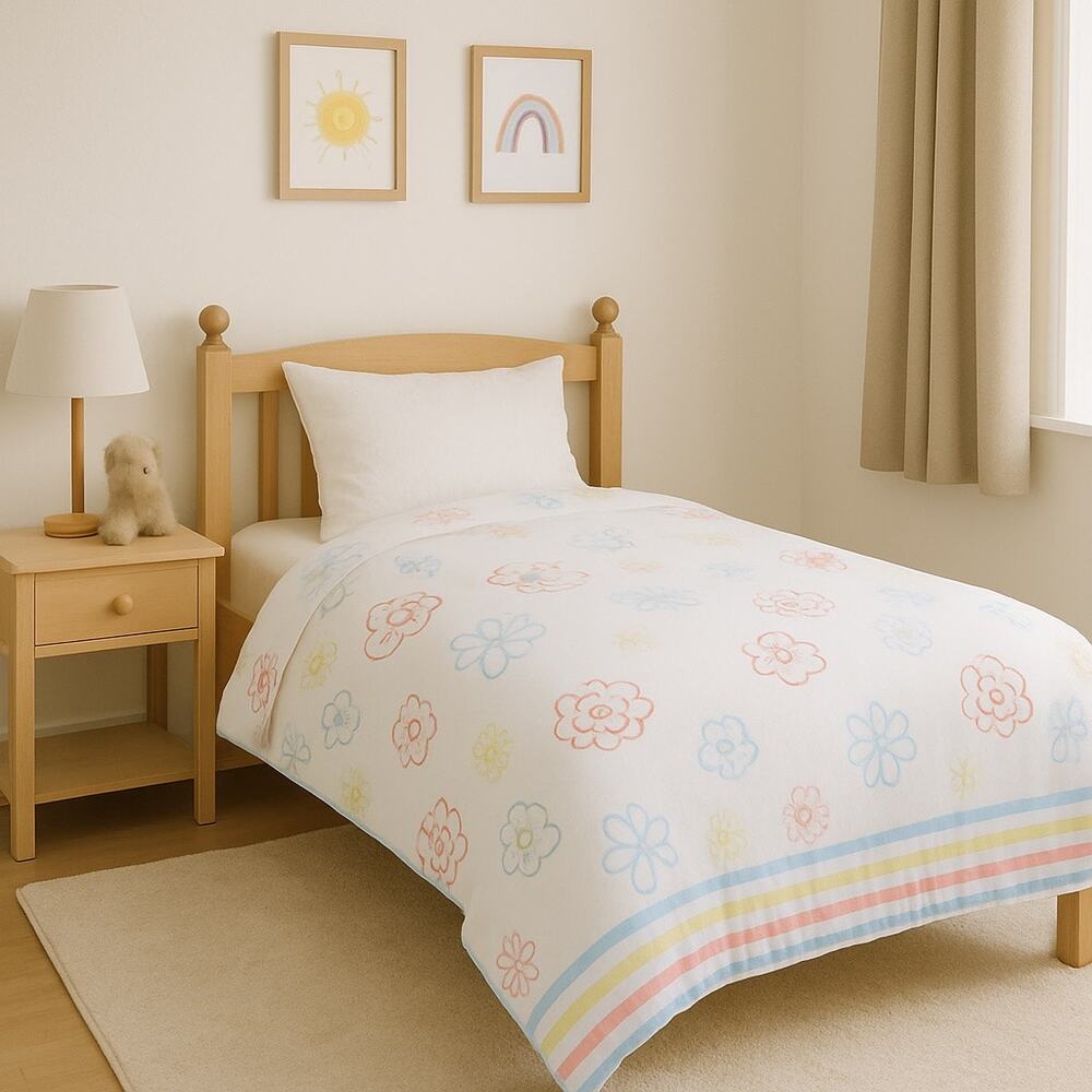 Vintage Twin Size Duvet Cover Mid Century MCM Bedding Floral Print Pink White